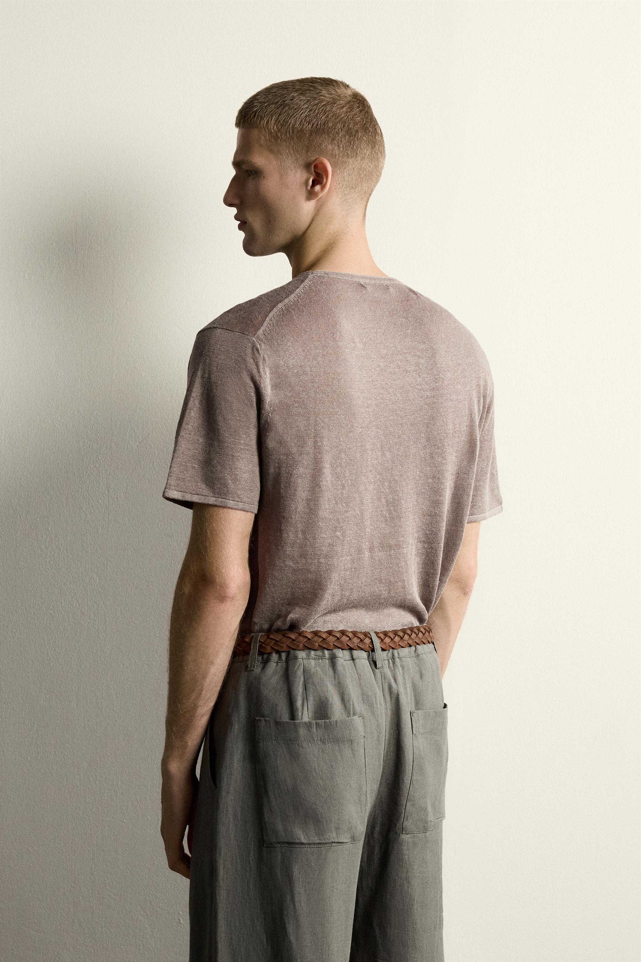 100% LINEN RELAXED FIT KNIT T-SHIRT